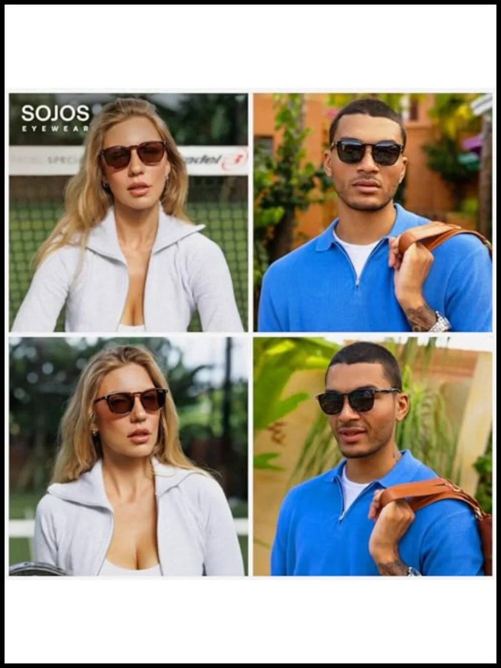Unisex Rounded Square Polarized Sunglasses TR90 Frame UV400 Lightweight